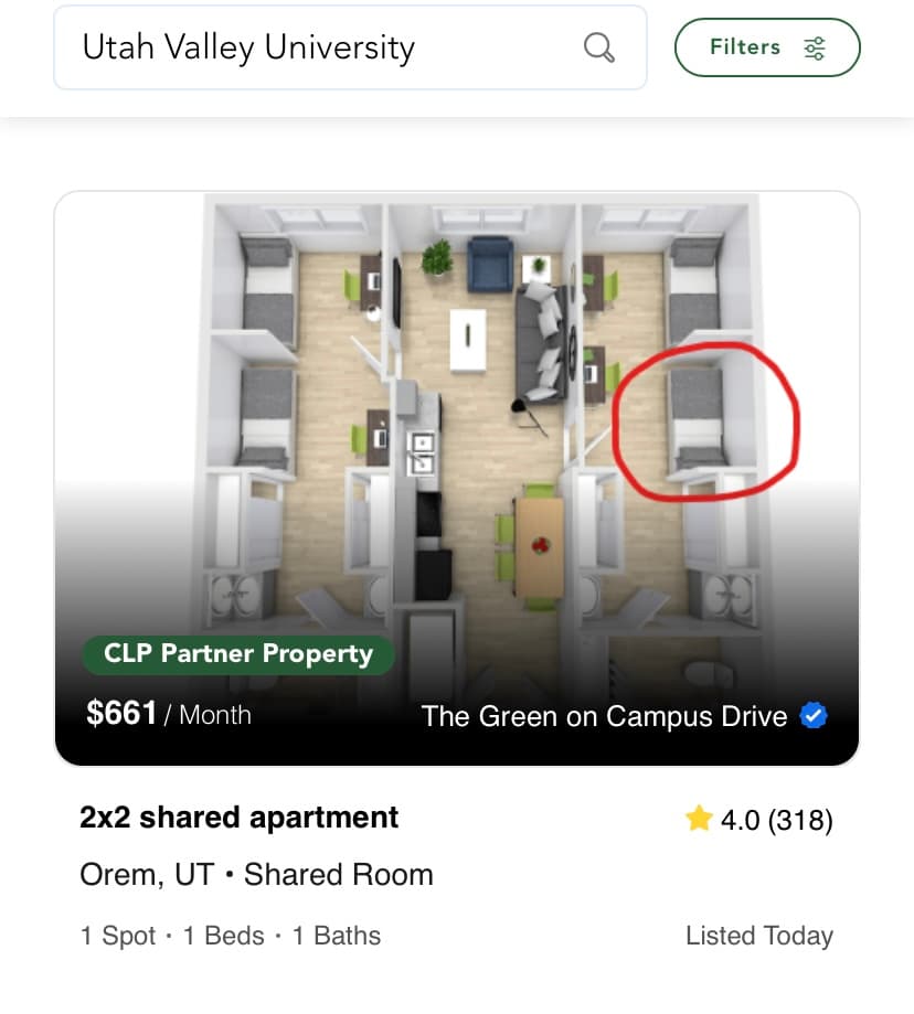 2×2 ;2 shared apartment