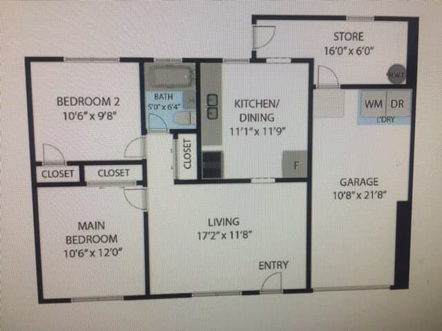 2bedroom duplex with a single car garage