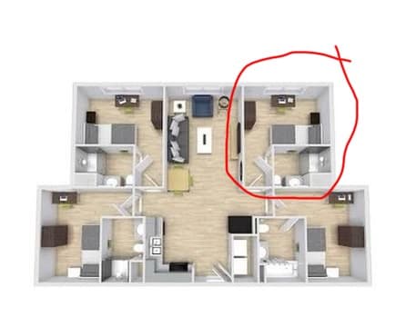 Private room and bathroom at The Green on Campus drive