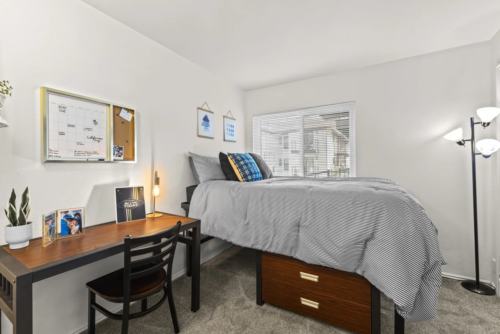 The Branbury Provo offers a two-story apartment building with brown and beige siding, outdoor staircases, and balconies. Several cars are parked in the lot under a clear blue sky.