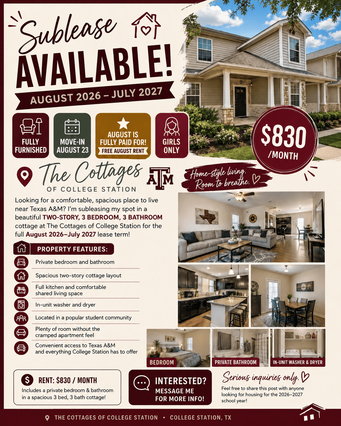 Urgent Sublease